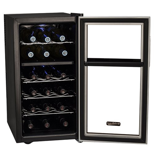 Koldfront 18 Bottle Dual Zone Thermoelectric Wine Cooler - Silver/Black N3