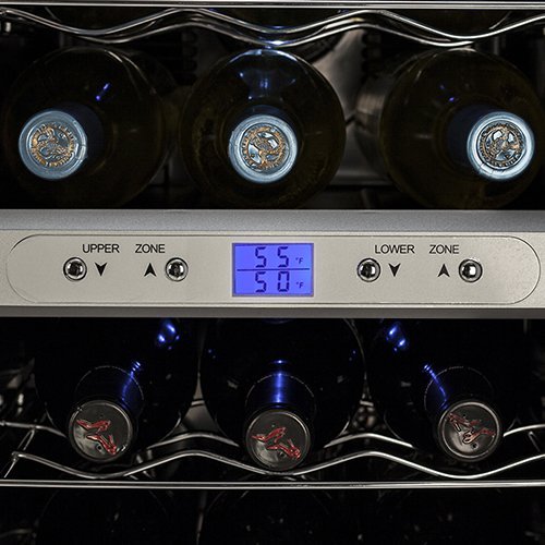 Koldfront 18 Bottle Dual Zone Thermoelectric Wine Cooler - Silver/Black N4