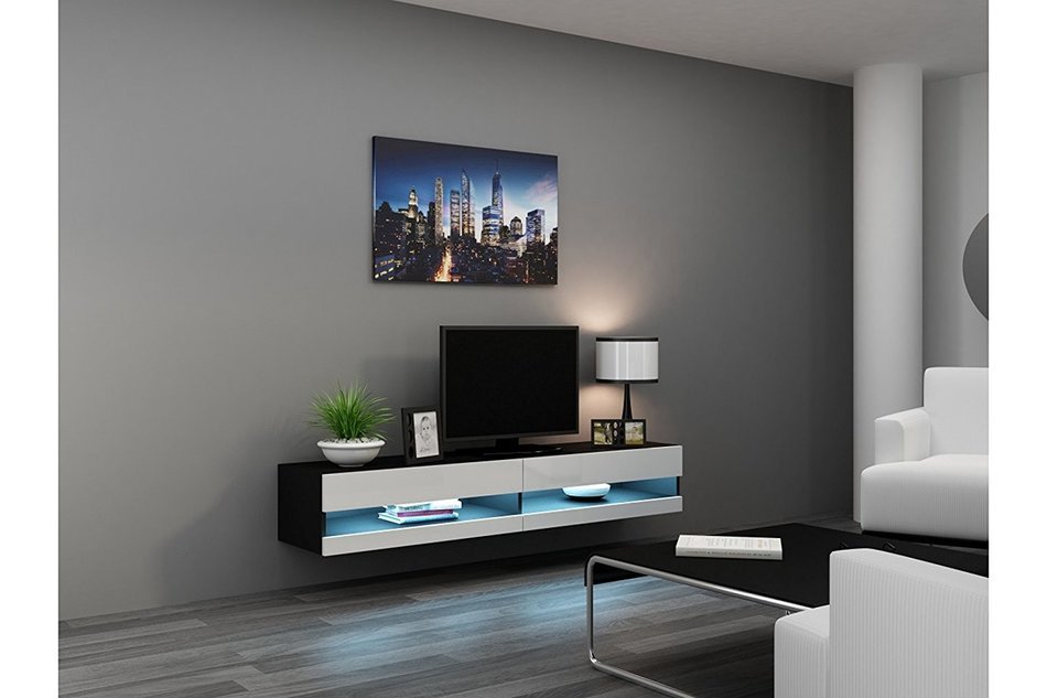 Seattle VER 80" LED - TV Stand - High Gloss TV Stand / Media Shelf - Design Hanging Furniture / Hanging TV Stand... N3