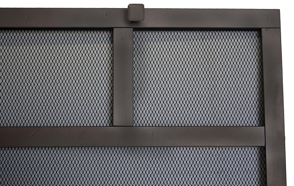 Rectangular Freestanding Fireplace Screen with Sutter Design (47"w X 35"h, Hammered Grained Pewter) N5