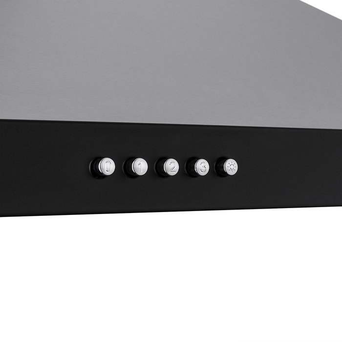 Perfetto Kitchen and Bath 30" Convertible Wall Mount Range Hood in Stainless Steel with Black Trim, LEDs and Push... N5