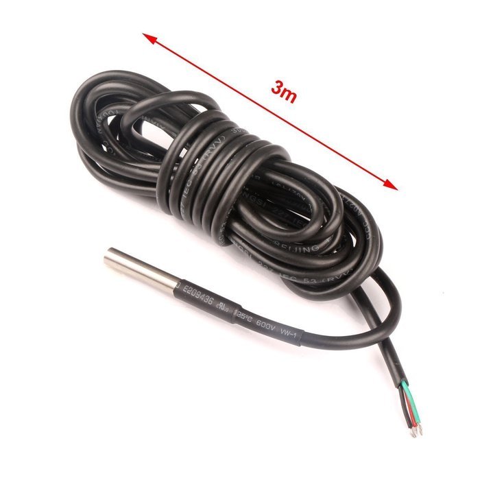 RioRand Waterproof DS18B20 Digital Temperature Sensor Probe 3 Meter N2