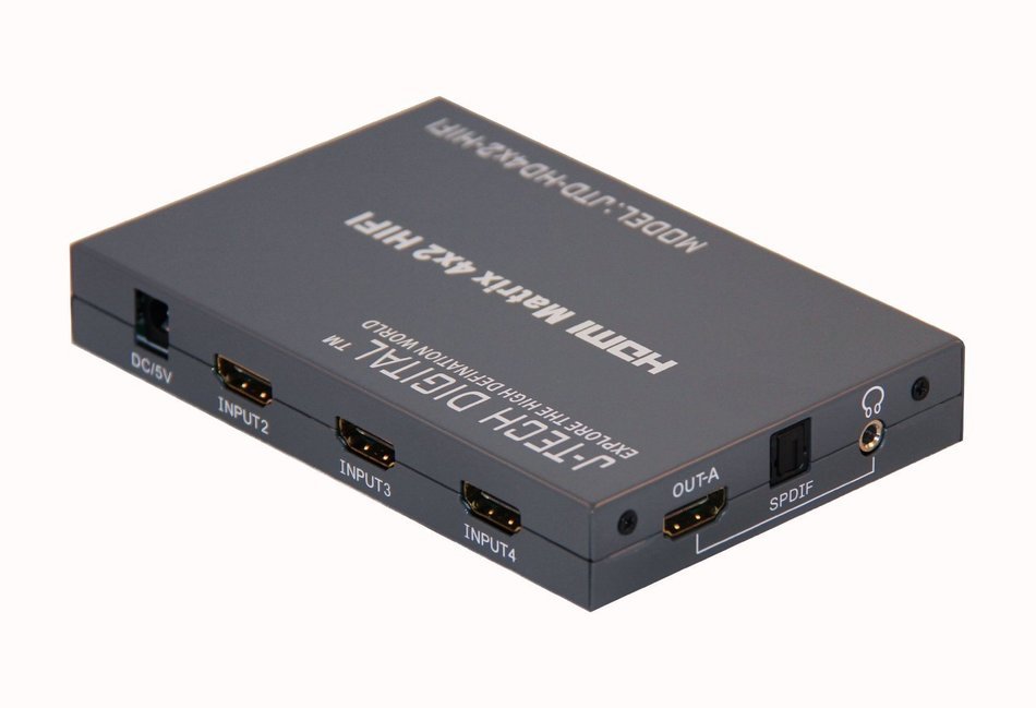 J-Tech Digital JTD-HD4X2-HIFI HDMI 4x2 Matrix Version 1.3 Certified for Full HD 1080p and Support 3D N4