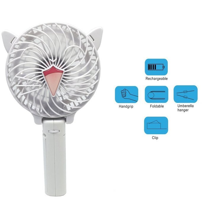Portable USB Mini Fans with Umbrella Hanging and Metal Clip (Black) N6