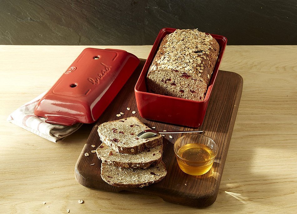 Emile Henry Made In France Flame Bread Loaf Baker, 9.4 x 5", Burgundy N2