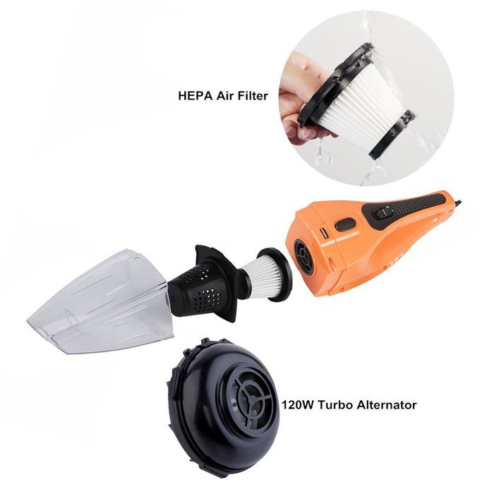 Car Vacuum Cleaner 120W, iTavah 12V 4000PA Suction Portable Handheld Wet Dry Auto Hand Vacuum (ORANGE),14.7FT(... N12