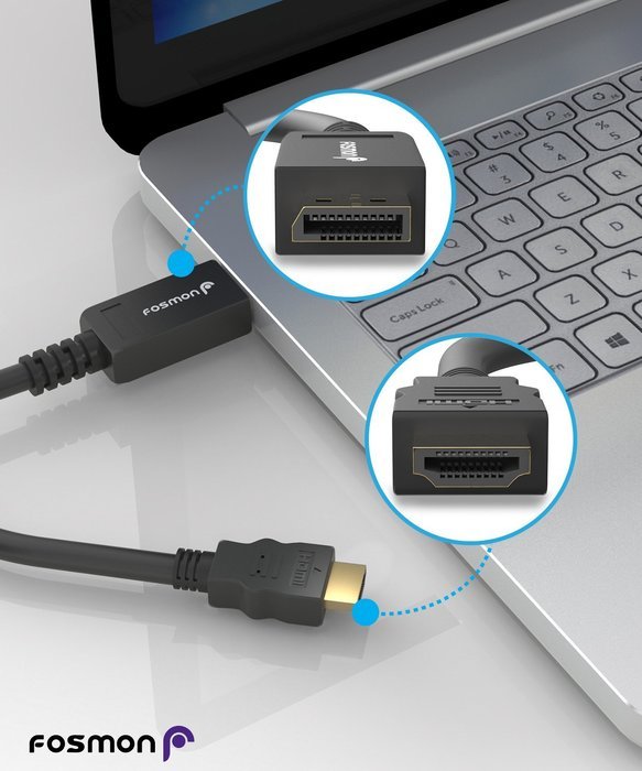 Fosmon 6FT DisplayPort (Male) to HDMI (Male) 6 ft Cable for PCs to an HDTV, monitor, or projector with HDMI port... N8