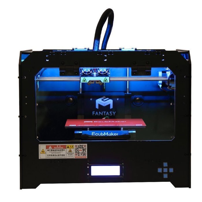 EcubMaker 3DPrinters,FANTASY II Black Enclosed Frame FDM Dual Extruder Works With ABS And PLA N3