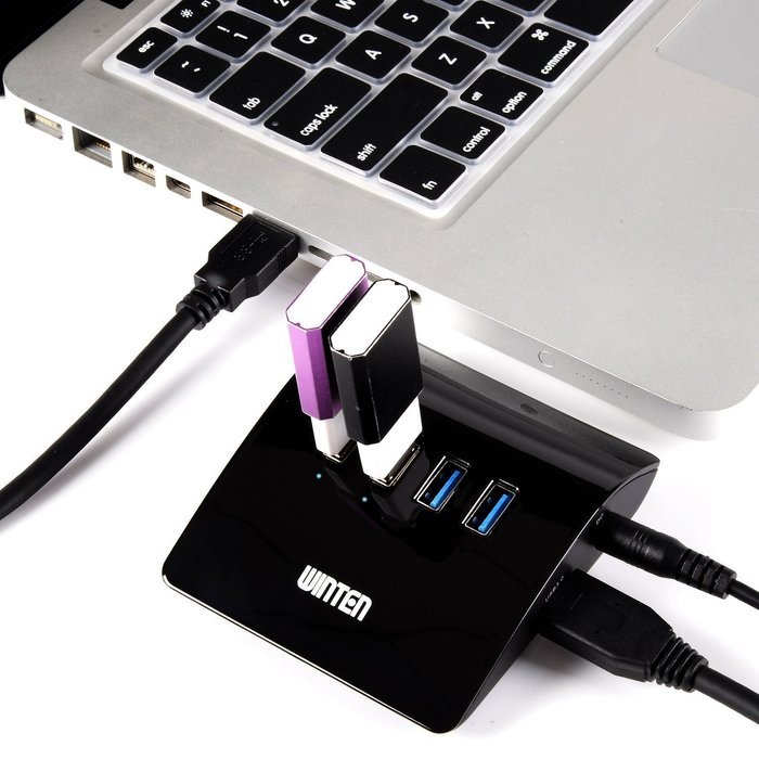 Winten WT-U3H04A-BK 4 Port 3.0 USB Hub , 5V/4A 20W AC Power Adapter SuperSpeed Hub with 20W Power Adapter ,Maximum... N3