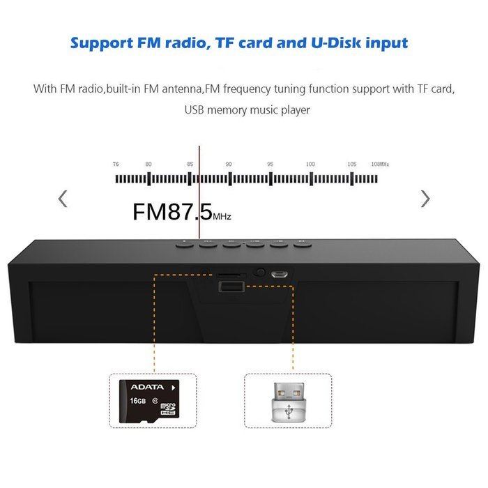 Portable Wireless Bluetooth Stereo Speaker with 2 X 5W Speaker Enhanced Bass Resonator, FM Radio, Built-in Mic... N4