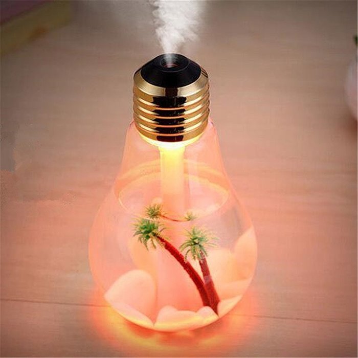 Bulb Shape Air Humidifier Dry Protect With Changing 7 Color LED Lights Electric Aromatherapy Essential Oil Aroma... N8
