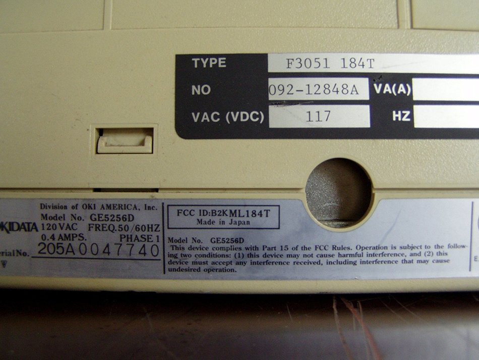 Okidata Microline 184 Turbo 9 Pin Printer With Test Print N4