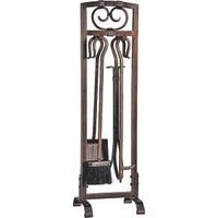 HOMEBASIX CPO90501AC3L 5-Piece Fireplace Tools, Antique Bronze Finish