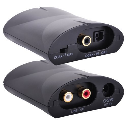 TV Digital Optical Coax to Analog Stereo RCA Audio Converter Adapter 24Bit/192KHz, Includes 6 feet Optical Cable N2
