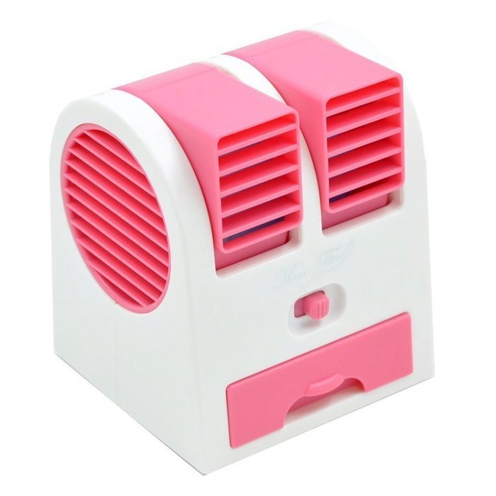 Electric USB Adjustable Angles Dual Air Outlet Conditioning Fan Cooling Desktop Portable Bladeless Blower Mini... N12