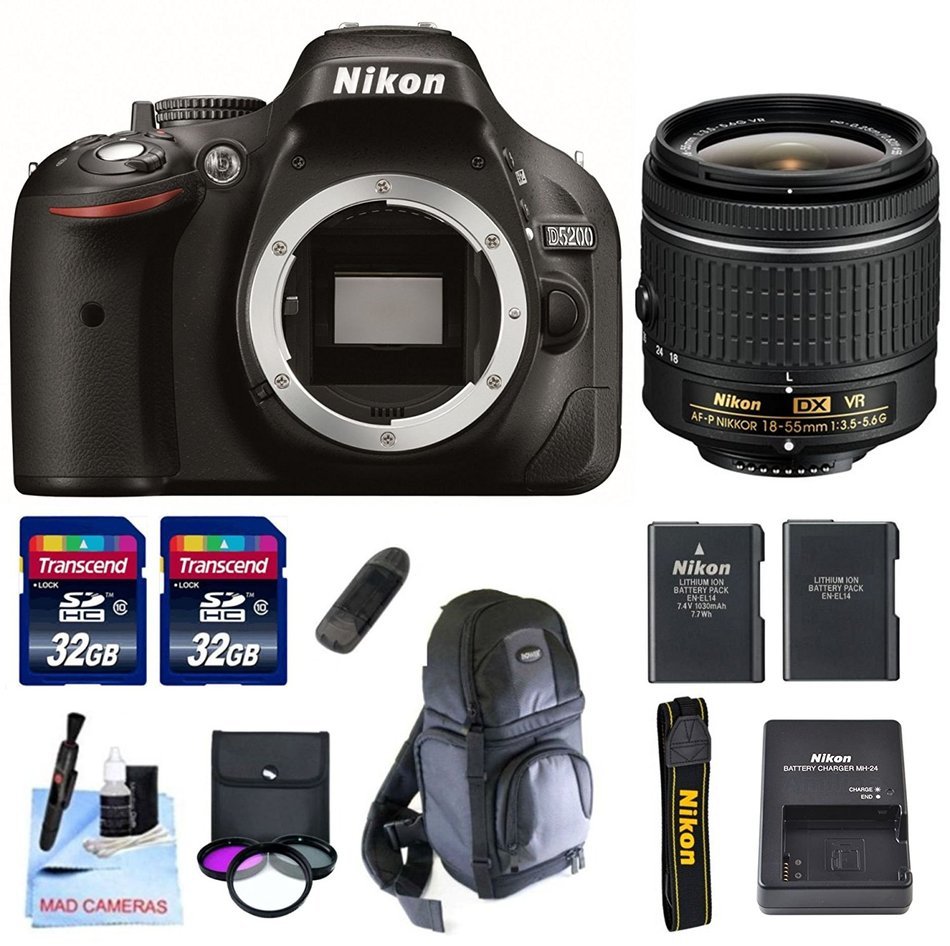 Nikon D5200 DSLR Camera Kit + 2 32GB Transcend SD Memory Cards + Extended Life Battery + DSLR Sling Bag + 3 Piece...