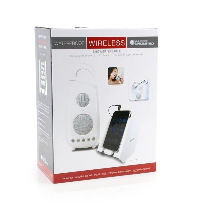 C2G / Cables To Go Audio Unlimited 900MHz Wireless Shower Speaker with Dual Power Transmitter, White (SPK-SHOWER2) N4
