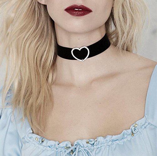 Diy Classic Black Choker Necklace Velvet Stud Heart Ribbon Necklace Extender Chain N2
