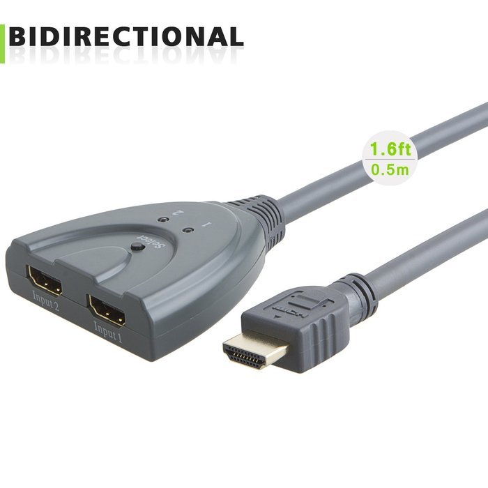 VeLLBox (Version 1.4) HDMI Bidirectional Switcher 2X1 with Pigtail, 2 In 1 Out, 2-port Switcher Pigtail Type,... N8