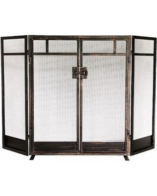 THRESHOLD Fireplace Screen Brushed Bronze Finish MISSION Design- 31 in. H X 50 in. W X 3.5" D