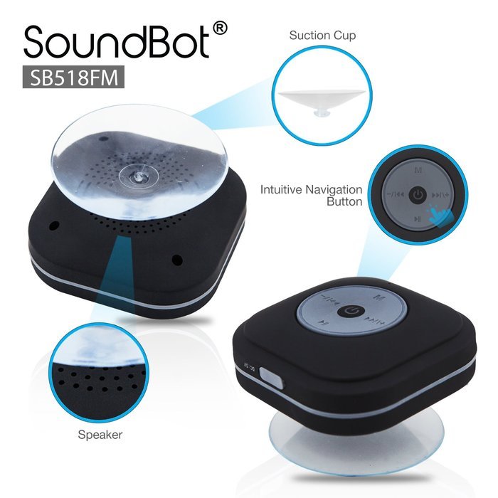 SoundBot® SB518FM FM RADIO Water Resistant Bluetooth Wireless Shower ...