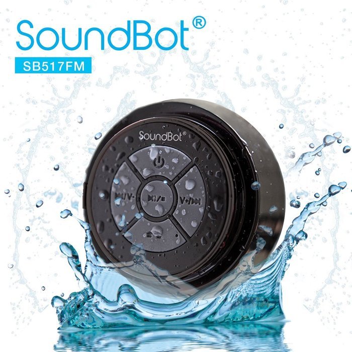 SoundBot&reg; SB518FM FM RADIO Water Resistant Bluetooth Wireless Shower Speaker Hands-Free Portable Speakerphone... N14