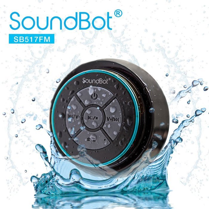 SoundBot&reg; SB518FM FM RADIO Water Resistant Bluetooth Wireless Shower Speaker Hands-Free Portable Speakerphone... N16