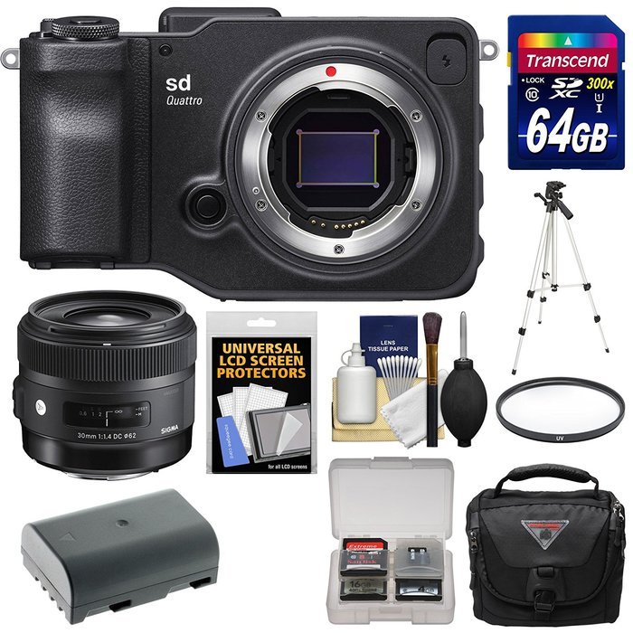 Sigma sd Quattro ILC Digital Camera & 30mm f/1.4 ART Lens with 64GB Card + Battery + Case + Tripod + Filter +...
