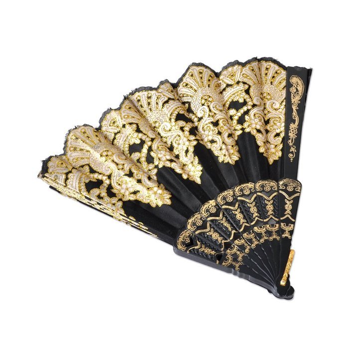 Black Spanish Flamengo Brise Style Flower Folding Hand Fan for Dance Party Wedding N2