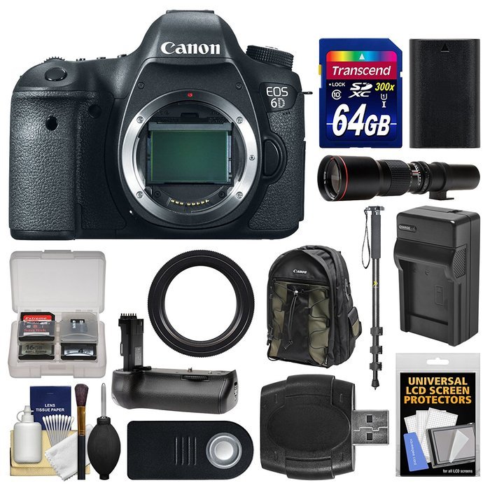 Canon EOS 6D Digital SLR Camera Body & EF 24-105mm IS STM Lens with 64GB Card + Canon Backpack + Battery & Charger... N3