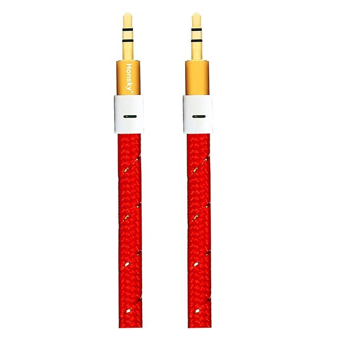 Pack of 4, 3.2 Ft 3.5mm Audio Cable Male to Male, Honsky Universal Durable Braided Colorful Noodle Flat Gold Plated... N24