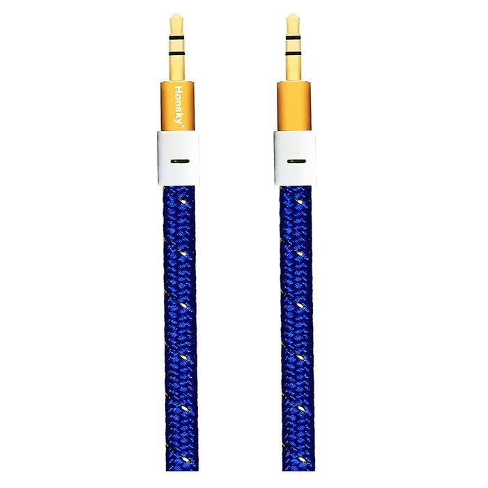 Pack of 4, 3.2 Ft 3.5mm Audio Cable Male to Male, Honsky Universal Durable Braided Colorful Noodle Flat Gold Plated... N26