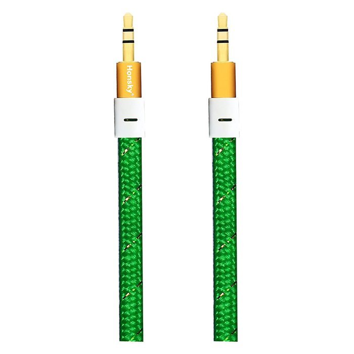 Pack of 4, 3.2 Ft 3.5mm Audio Cable Male to Male, Honsky Universal Durable Braided Colorful Noodle Flat Gold Plated... N27