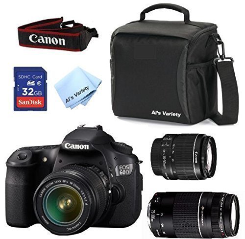 Canon EOS 60D Camera Body with Canon 18-55mm IS II + Canon 75-300mm III Zoom + Al&rsquo;s Variety Deluxe Gadget Bag...
