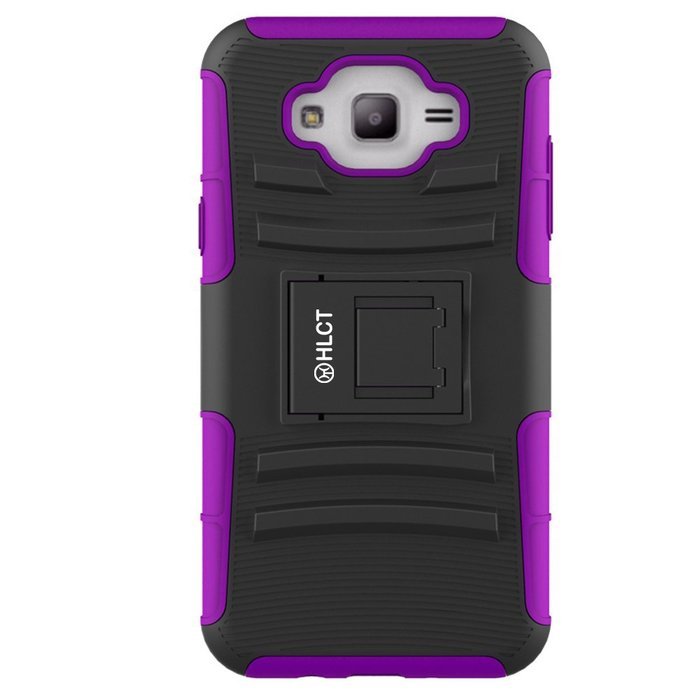 Galaxy J7 Case, HLCT Rugged Shock Proof Dual-Layer PC and Soft Silicone Case With Built-In Kickstand for Samsung... N24