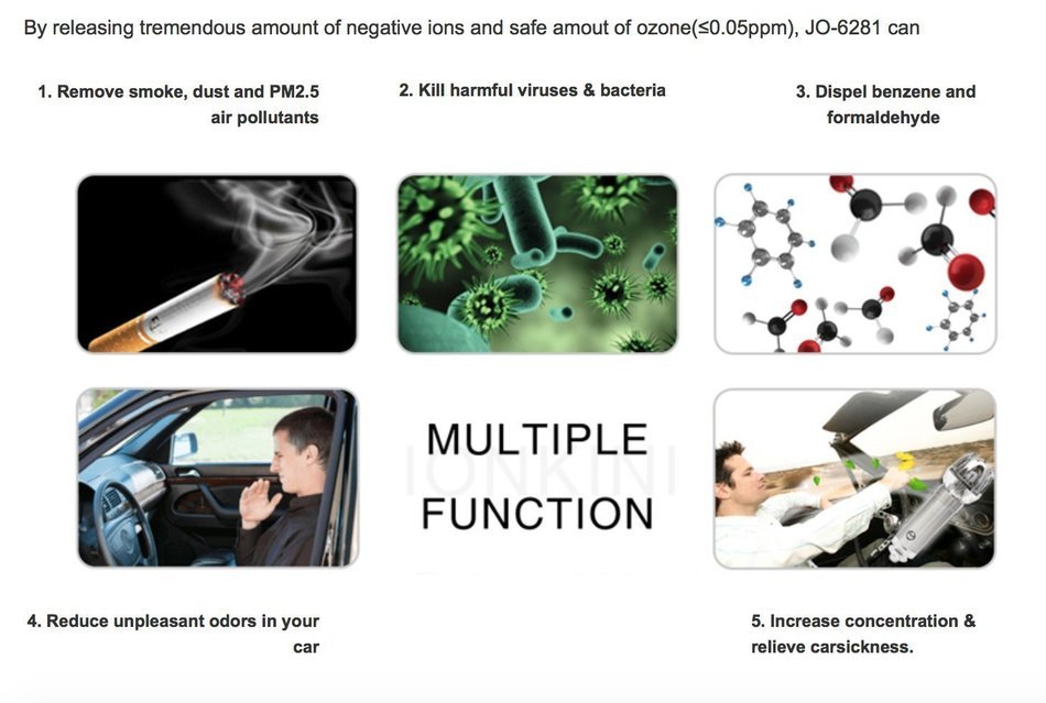 Car Air Purifier, Ionizer, Auto Air Freshener, Silver