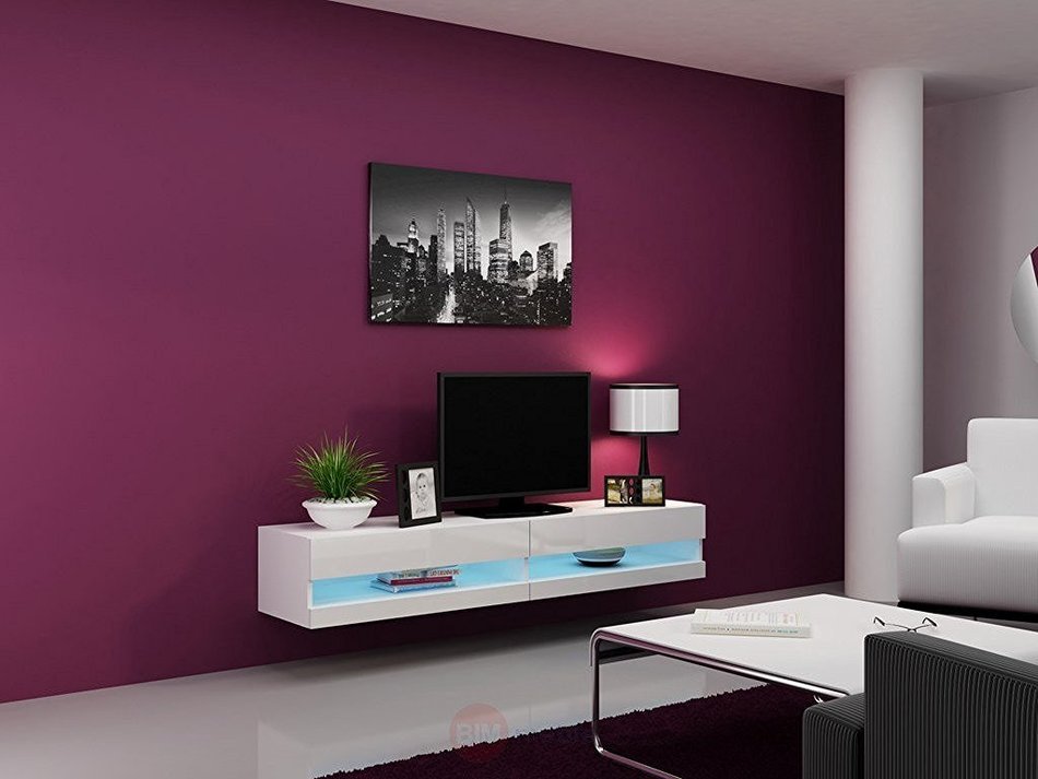 Seattle VER 80" LED - TV Stand - High Gloss TV Stand / Media Shelf - Design Hanging Furniture / Hanging TV Stand... N5