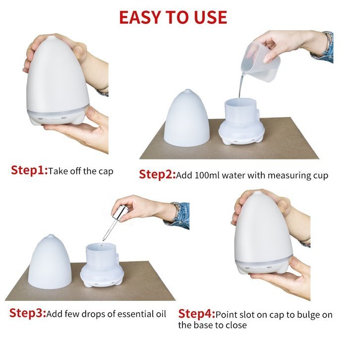 Aromatherapy Essential Oil Diffuser, Anskp 100ml Ultrasonic Cool Mist Aroma Humidifier with 7 Color Changing LED... N4