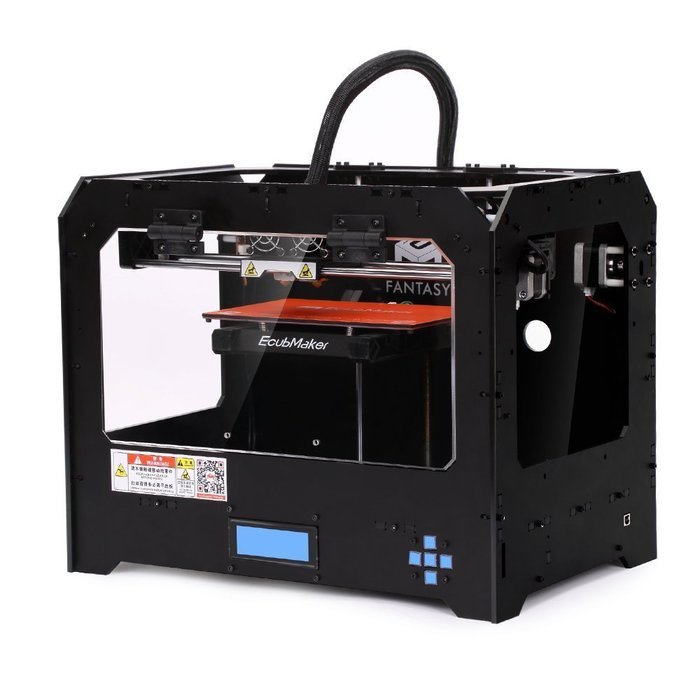 EcubMaker 3DPrinters,FANTASY II Black Enclosed Frame FDM Dual Extruder Works With ABS And PLA N4