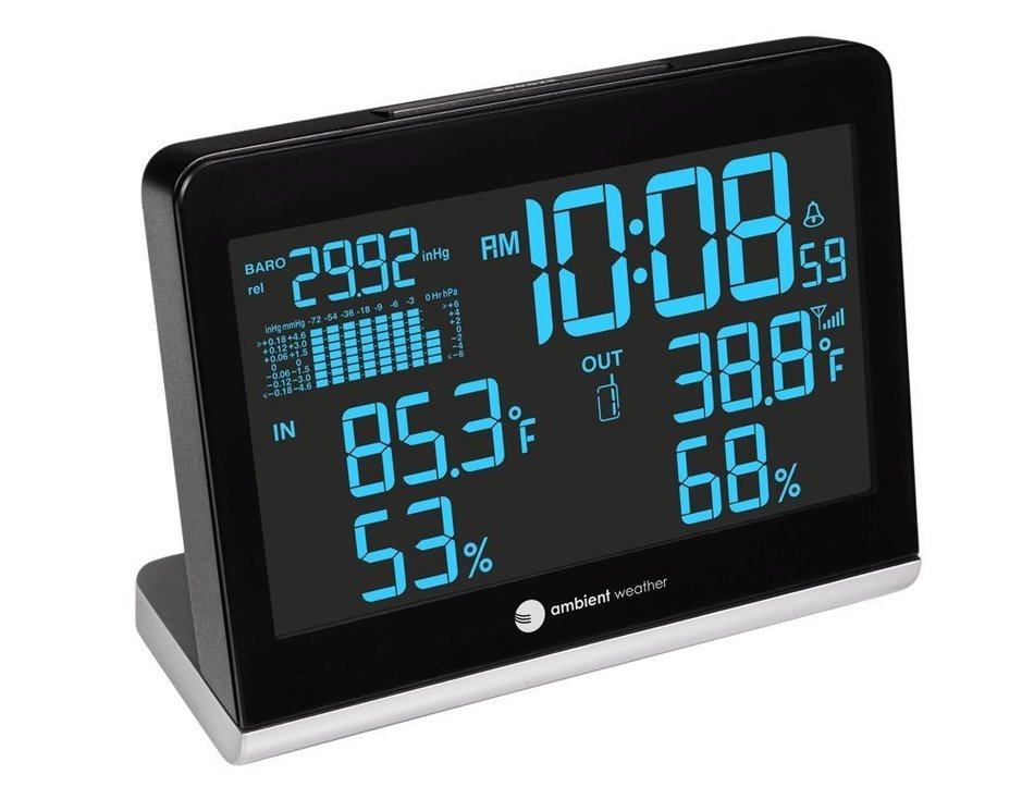Ambient Weather WS-8600 Weather Station Clock with 256 Color Changing Wireless Temperature Humidity, and Barometer... N3