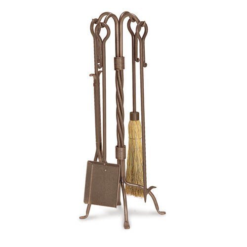 5 Pc Traditional Fireplace Tool Set in Burnished Bronze Finish
