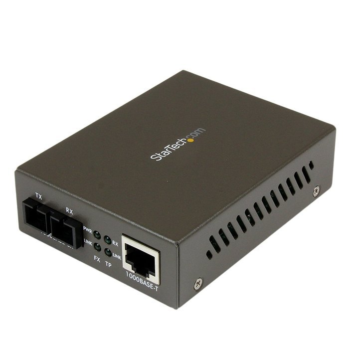 StarTech.com 1000 Mbps Gigabit Ethernet Multi Mode Fiber Media Converter with SC 550m (ET91000SC2) N8