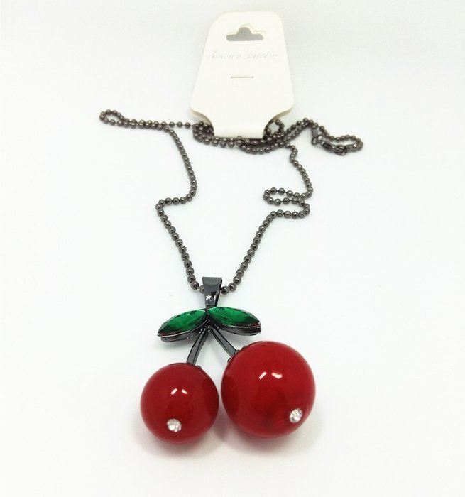 QTMY Cherry bead Choker Necklace long Multilayer Chains Bohemian Jewelry with Pendant for teen girls N5