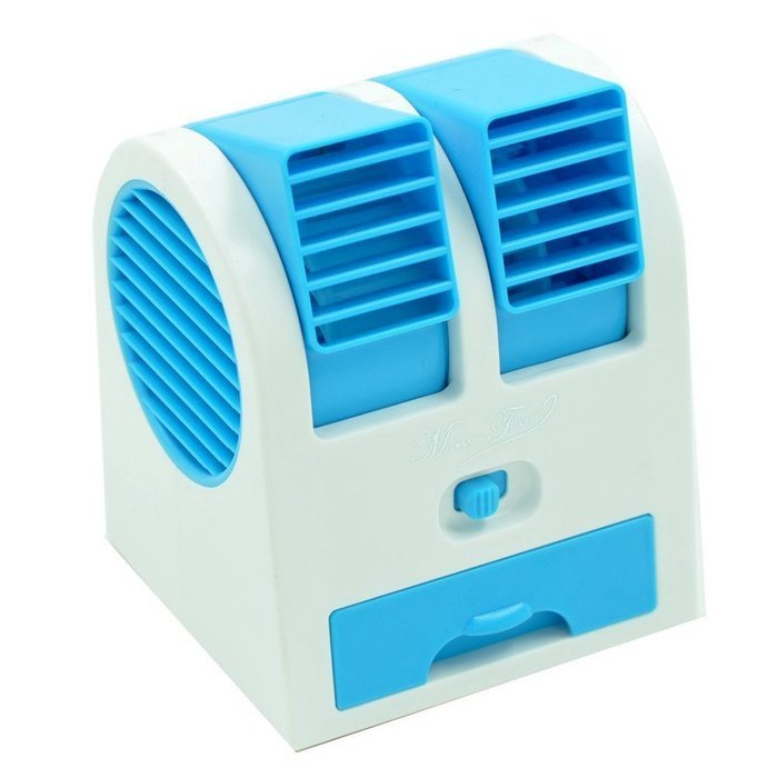 Electric USB Adjustable Angles Dual Air Outlet Conditioning Fan Cooling Desktop Portable Bladeless Blower Mini... N13