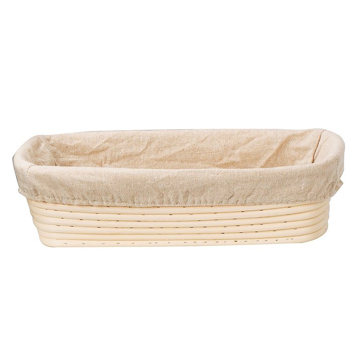 DOYOLLA 1pcs Oval Shaped 10" Banneton Brotform Bread Dough Proofing Rising Rattan Basket & Liner Combo N7