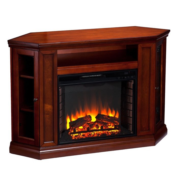 Convertible Electric Fireplace with Cabinet , TV Media Stand Console - Mahogany N6