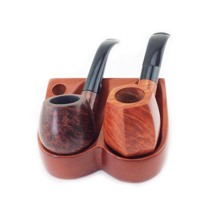 Ylyycc top grade solid wood tobacco pipe stand holder 2 smoking pipe rack