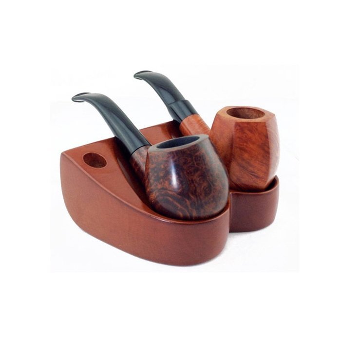 Ylyycc top grade solid wood tobacco pipe stand holder 2 smoking pipe rack N2