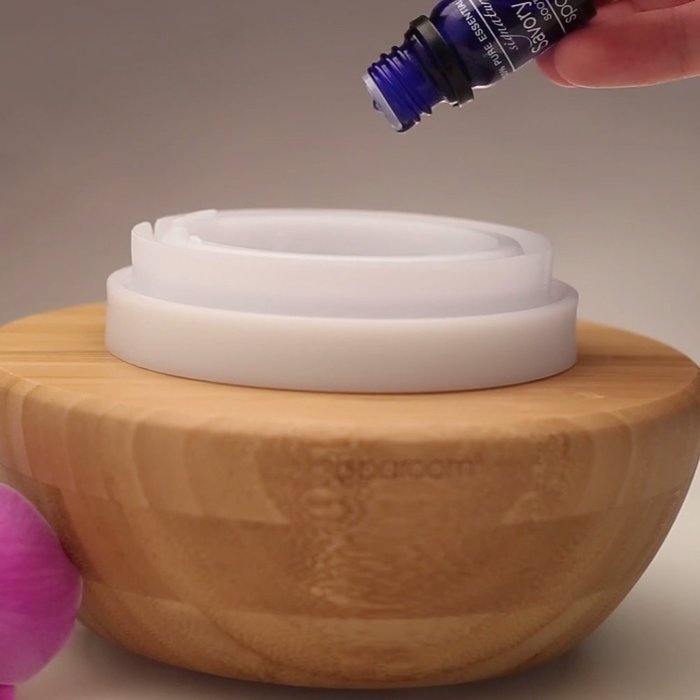 SpaRoom AromaGlobe Glass & Bamboo Ultrasonic Essential Oil Diffuser With Rotating Colors For Large Rooms, 100mL N8