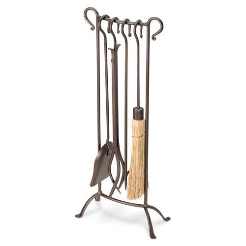 5 Pc Shepherds Crook Fireplace Set w Burnished Bronze Finish